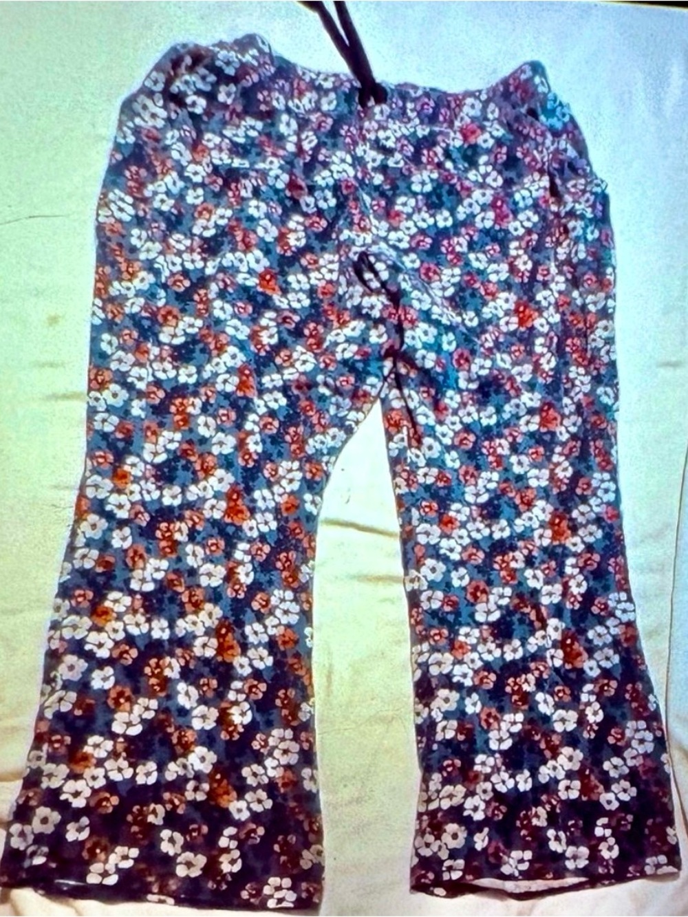 Cacique Floral Print Pajama Pants - Blue and White